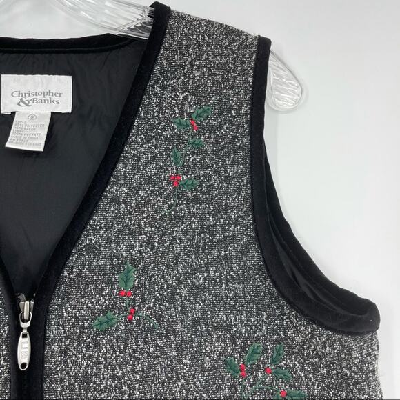 Christopher & Banks Holiday Christmas Sweater Vest Small Preppy Holiday Party - Picture 5 of 15